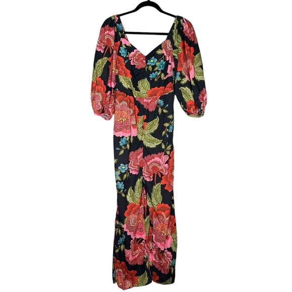 FARM RIO Colorful Floral One Piece Jumpsuit Women's Size Small Linen Blend FLAW - Picture 3 of 14